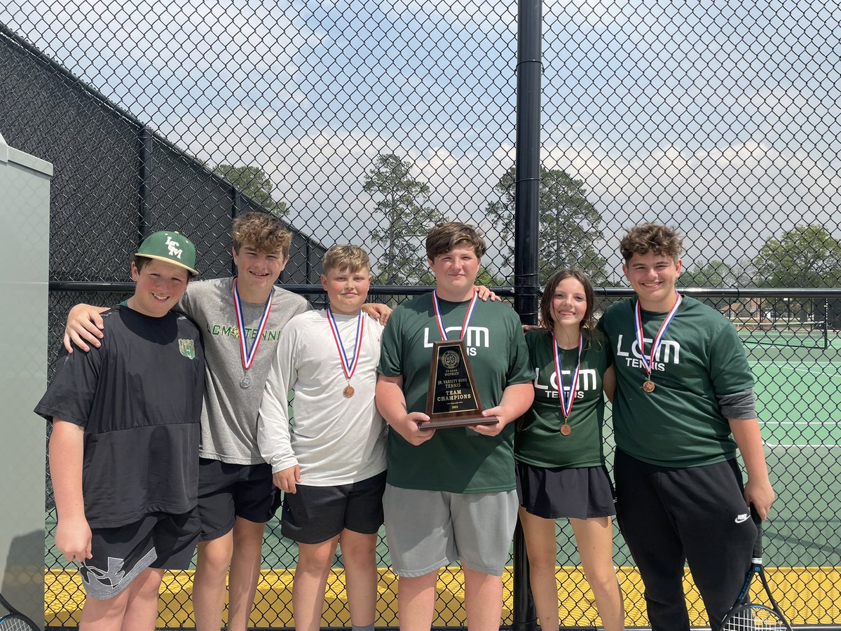 Today was a great for Battlin’ Bear Tennis. We walked away with a brand new title and a champion!
Boys Singles District Champ: Cooper Palmer 
Boys Singles Runner Up: Jace Benton
Luke Scott &amp; Cooper Smith: 🥉BD
Kayleigh Sunday &amp; Clay Moore: 🥉MD
Ginevra: 🥈GS
JV Boys Team Champs!