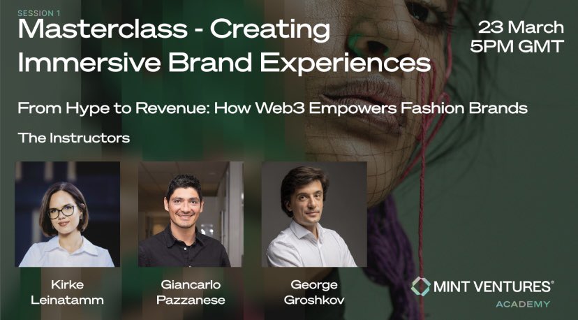 ersel örge (@orgeers) on Twitter photo Join to Masterclass: From Hype to Revenue: How Web3 Empowers Fashion Brands with <a href="/kirkeleinatamm/">Kirke Leinatamm</a> <a href="/gianpazza/">Giancarlo Pazzanese</a> and <a href="/DeFinanceGeorge/">George Groshkov</a> + <a href="/MintventuresX/">mintventures_xyz</a> #AI #NFT #Metaverse #Web3 #VirtualShowroom #Digital #DigitalGarments #DigitalFashion
Learn & Register 👉🏼linkedin.com/events/https-a… Join to Masterclass: From Hype to Revenue: How Web3 Empowers Fashion Brands with <a href="/kirkeleinatamm/">Kirke Leinatamm</a> <a href="/gianpazza/">Giancarlo Pazzanese</a> and <a href="/DeFinanceGeorge/">George Groshkov</a> + <a href="/MintventuresX/">mintventures_xyz</a> #AI #NFT #Metaverse #Web3 #VirtualShowroom #Digital #DigitalGarments #DigitalFashion
Learn & Register 👉🏼linkedin.com/events/https-a…