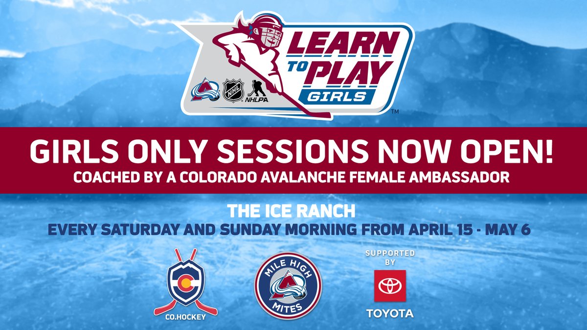 Join us for our Girls Only Mile High Mites session in partnership with the Colorado 14ers at The Ice Ranch! Registration includes head-to-toe gear and (6) on-ice sessions taught by Colorado Avalanche Female Ambassador Hannah Westbrook. Learn more here: bit.ly/42ynK2D