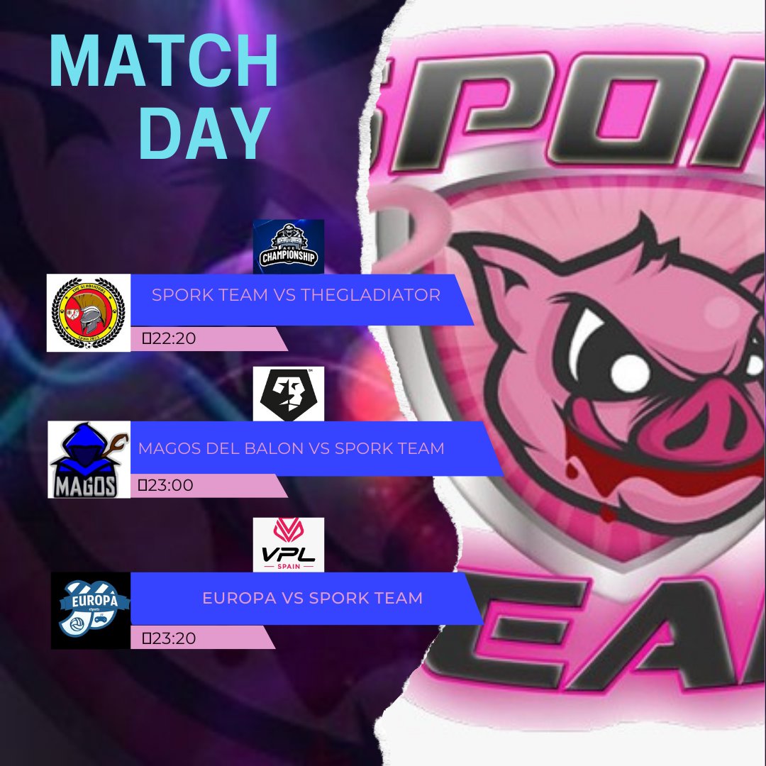 Vamos a por la segunda noche de competicion🩷🐖
🐽Empezaremos con <a href="/Ace_espanaa/">ACE España</a> en el cual nos visitarán @the_gladiatorfc .
🐽A continuación en <a href="/VFOspain_xbox/">VFOspain XBOX</a> llegaremos al campo de <a href="/Magos_Official/">Magos del Balon</a> .
🐽Y terminamos en <a href="/VPLSpain/">VPL Spain</a> contra <a href="/EuropaEsports/">CE Europa eSports</a> .
#Aupa_Familia_Spork