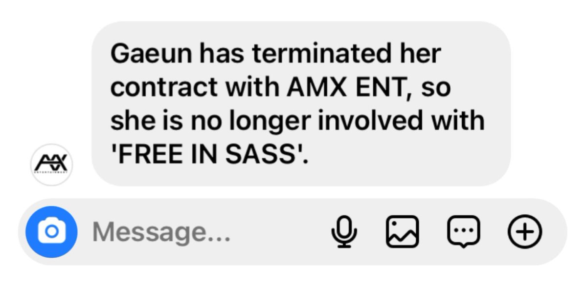 FreeInSass_INTL's tweet photo. AMX has announced that Gaeun has terminated her contract and has left Free In Sass.
#AMXNewKids #FreeInSass #프린세스 https://t.co/VOWxCopewW