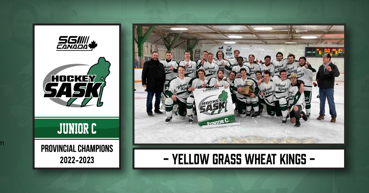 🏆🏒 @sgicanada PROVINCIAL CHAMPIONS 🏒🏆

DIVISION➡️Junior C
TEAM➡️Yellow Grass Wheat Kings

After losing Game 1 to the Wolseley Mustangs, the Yellow Grass Wheat Kings came back to win 3 straight. These victories make it back-to-back titles for the Wheat Kings! #HockeySask