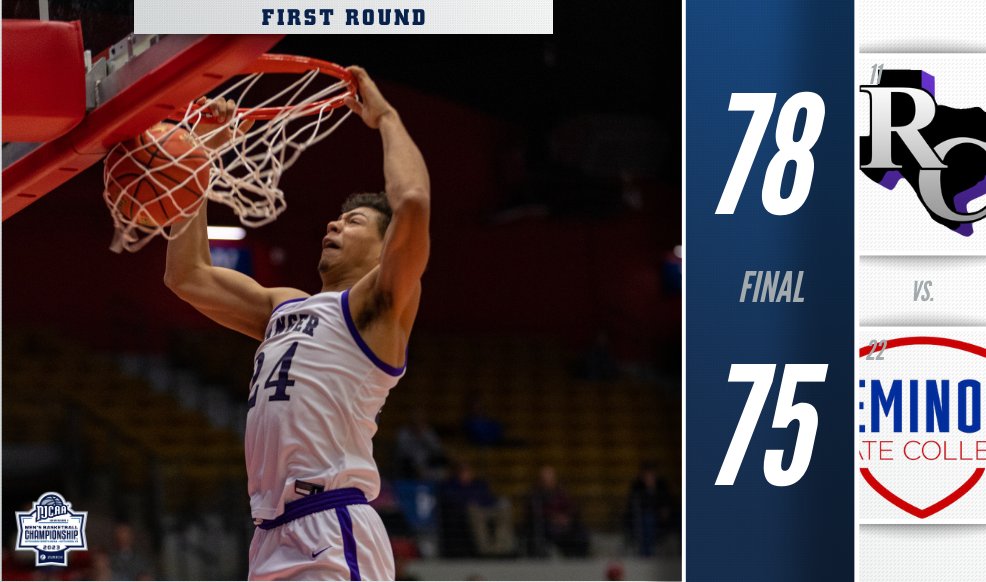 𝙊𝙣 𝙩𝙤 𝙩𝙝𝙚 𝙣𝙚𝙭𝙩

No. 11 Ranger comes out on top in a close matchup with Seminole State (OK).  The Rangers will face sixth-seeded Indian Hills in the second round of the 2023 #NJCAABasketball DI Men's Championship!

njcaa.org/championships/…