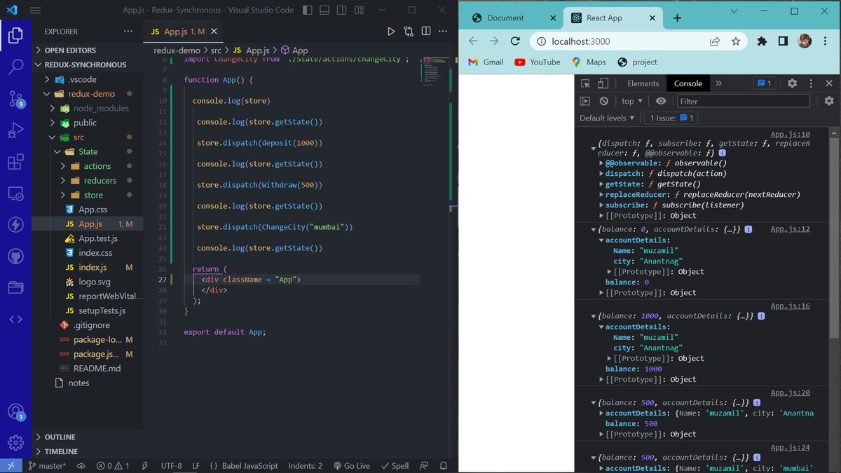 muzamilmia's tweet image. #Day24OfLearningReact
#LearningRedux
Redux is a bit complicated to understand, what I would suggest is to before moving to the Ui part or project see how things are working behind the scenes in the browser console.