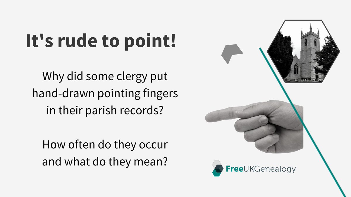 Our volunteers come across all sorts of odd things whilst transcribing parish records - but what does a hand-drawn pointing finger mean? Uncover the mystery of the pointing finger in our latest blog. 

freeukgenealogy.org.uk/news/2023/03/0…