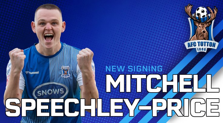 AFCTotton's tweet photo. Welcome to the Snows Stadium Mitchell Speechley-Price

The Centre Forward has come to bolster the AFC Totton attack for the end of season run-in, thanks to @lymingtontownfc for their cooperation ⚽🦌🤝

https://t.co/rA6rIXmSxA

@NonLeaguePaper @dailyechosport @Lymingtontimes https://t.co/YXz5XpsseK