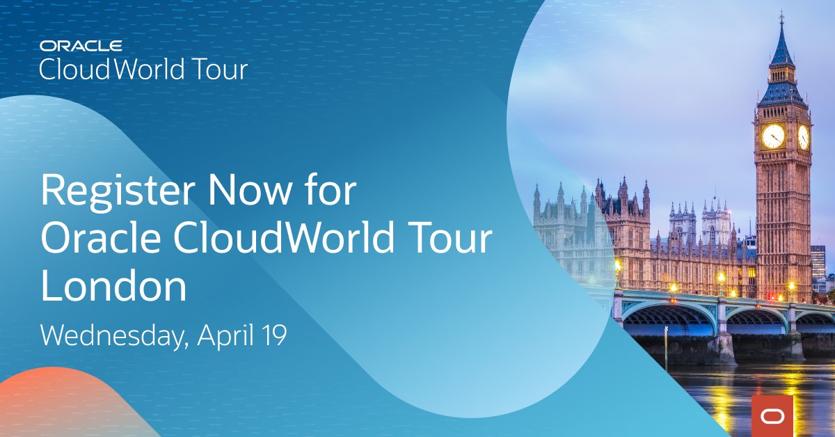 tajthind's tweet photo. .@Oracle #CloudWorld Tour #London is just around the corner! ⏰ 🇬🇧
 
Don’t forget to register for the one-day #cloud event filled with educational keynote speeches, enlightening customer stories and more: https://t.co/dye5HH74Ha #OCW https://t.co/rXhgtEfr0G