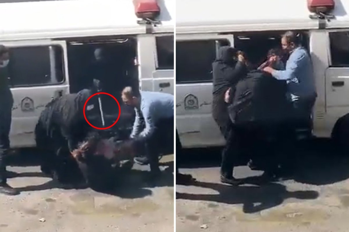 _rezaei69's tweet photo. To lift world's public opinion pressure, the IR changes name of the "Morality Police". However, Iranian women &amp; girls are still beaten, imprisoned or killed like #MahsaAmini for mandatory dress code. Don't let the IR fool you with lies and be Iranian's voice.
#IranRevolution 
@UN https://t.co/oiub4CvXQY