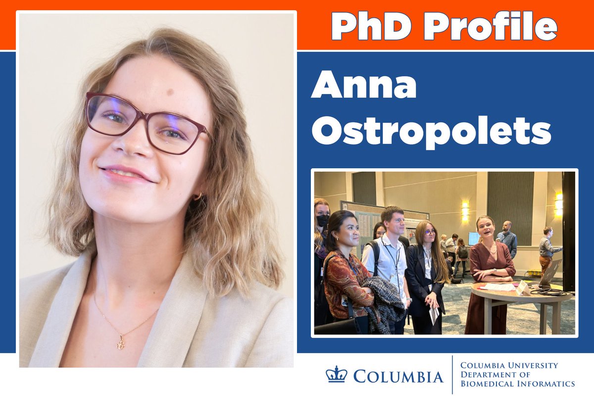 ColumbiaDBMI's tweet photo. Anna Ostropolets wanted her work at DBMI to result in something that "could be used" by those who need help most.
When COVID shut down her dissertation research method, she — and her @OHDSI collaborators — found a way to help millions.
#PhDProfile ⬇️ https://t.co/sfRTQftls7 https://t.co/fklVyNijNe