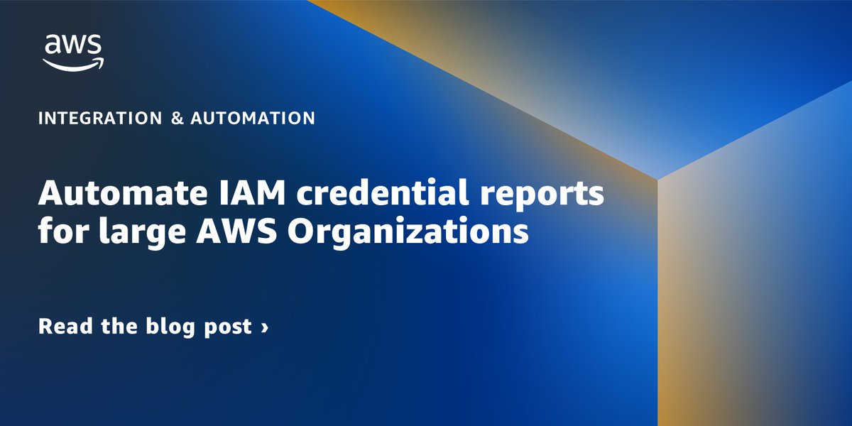 33squared's tweet image. Automate IAM credential reports for large AWS Organizations aws.amazon.com/blogs/infrastr… #AWSCloudFormation #AWSIdentityandAccessManagementIAM #AWSLambda