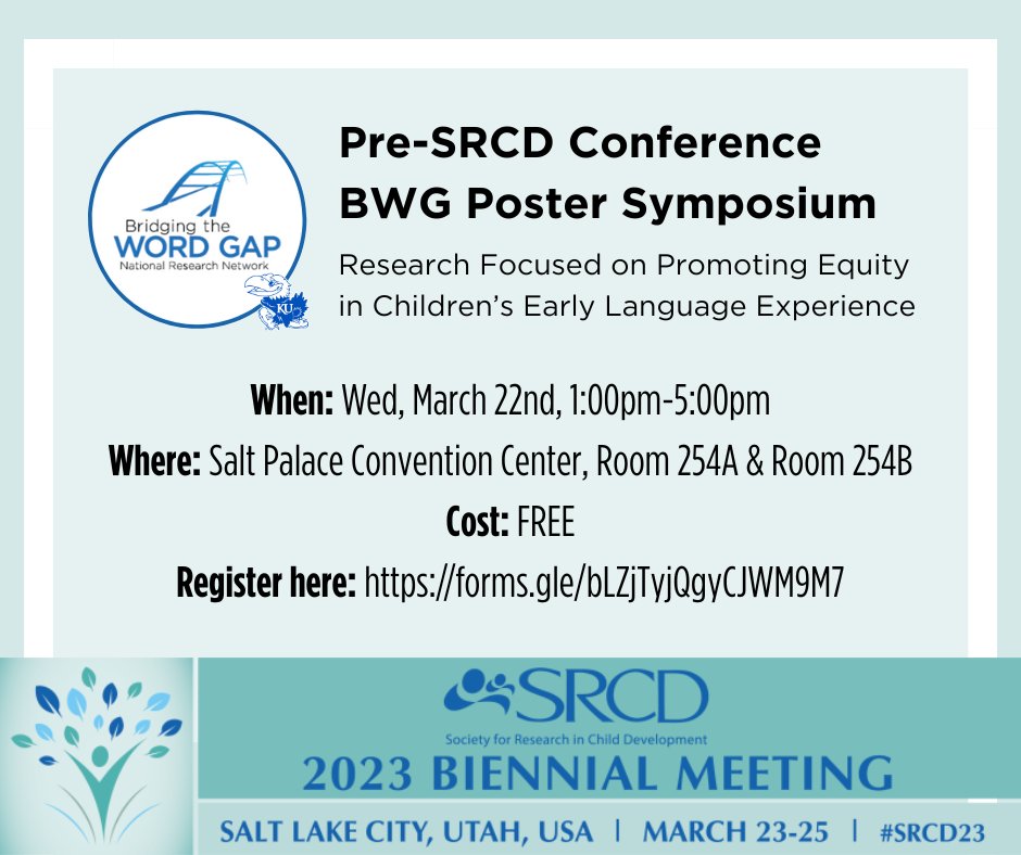 BWGResearchNetwork (@bwgresnet) on Twitter photo You're invited! #SRCD23
Registration: forms.gle/bLZjTyjQgyCJWM… You're invited! #SRCD23
Registration: forms.gle/bLZjTyjQgyCJWM…