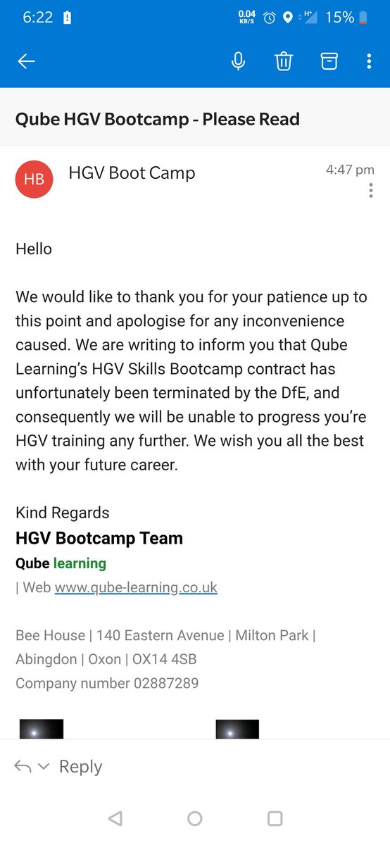 DeliveRinse's tweet photo. @QubeLearning shame you haven't posted how you let down everyone doing there HGV bootcamp for over a year. You couldn't even be bothered to add our name to the email. #qubelearning #hgvbootcamp #dfe https://t.co/zpkdVInwpo