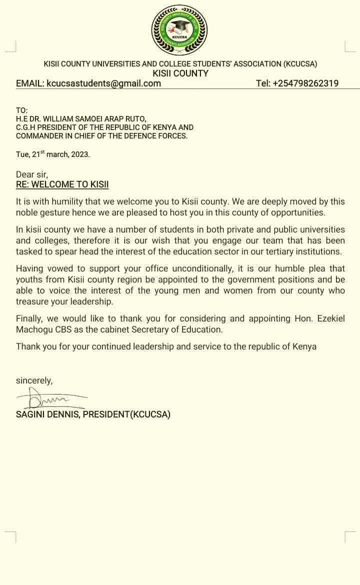 dekingdeking76's tweet photo. Kisii County Universities and Colleges (KCUCSA), welcome Ruto Mashinani. @WilliamsRuto, @MillicentOmanga @machoguezekiel @bevalynekwambo3 @peteroyugi254 @mofat_ngisa @OkenyuriEsther @MaangiJoash @OmingoMagara @KibagendiToni @HNew https://t.co/MIF1AJLzYX