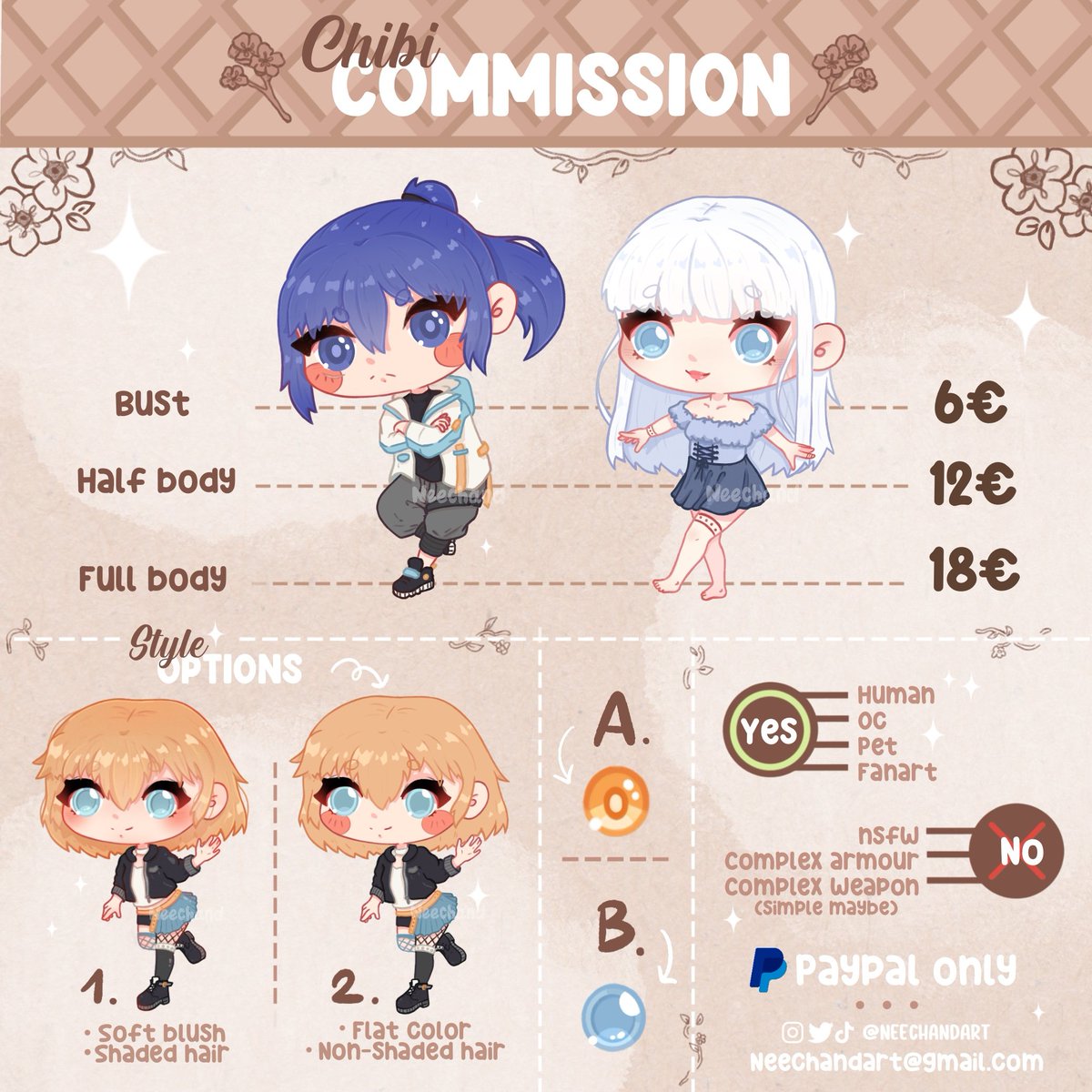 neechandart's tweet photo. ✨ COMMISSIONS OPEN ✨
I'm going to reopen chibi commissions
+ info DM ir e-mail! 🌸
Os lo dejo en español abajo! ⬇️ https://t.co/RoalG1jGvI