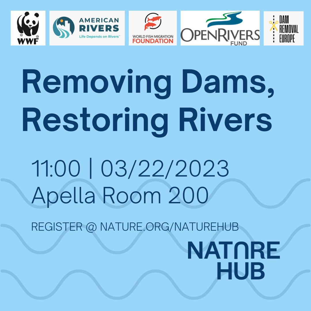 We can't tackle #water crises without healthy rivers. Dam removal is a proven solution to enhance river health, build climate resilience, & benefit people & nature. Join us for a #UNWaterConference event at 11 EDT on March 22 in #NatureHub. Or watch it youtube.com/live/6jiXNhpyj…
