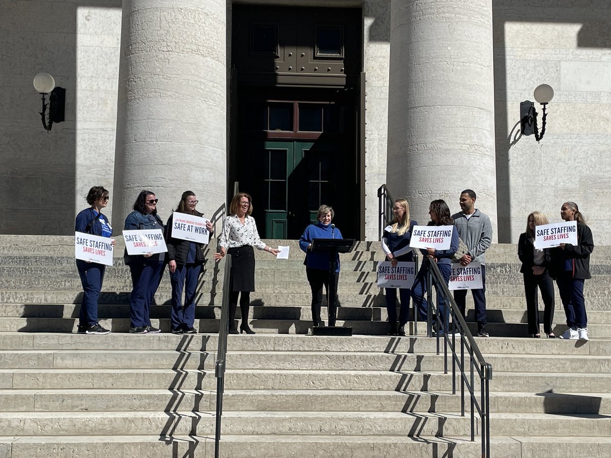 AFTunion's tweet photo. .@rweingarten: You know how broken the healthcare system is. You don’t need me to tell you that. I found it disgusting at the start of COVID seeing the “thank you” billboards as nurses were being laid off or forced to work over time with no PPE. #ndash23 #CodeRed🚨 https://t.co/SUxDGSb5uR