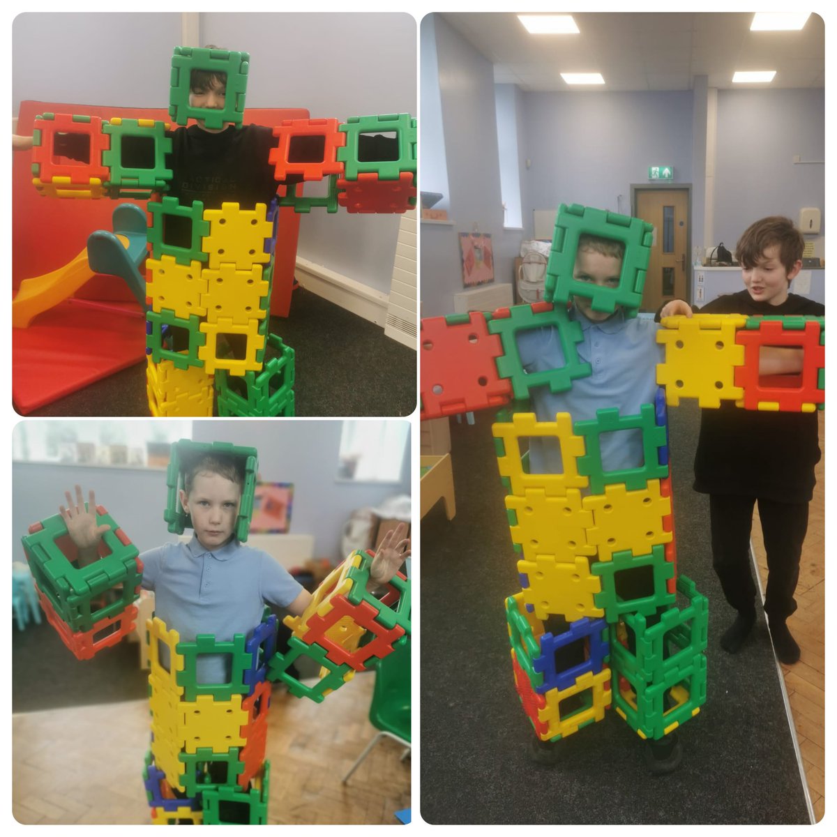 PentrerGraig's tweet photo. Thrive team work challenge..... Make an iron man suit which they can walk in. Challenge accepted! 😎  🌈 #pgpsupport https://t.co/yGYFyMZVBi