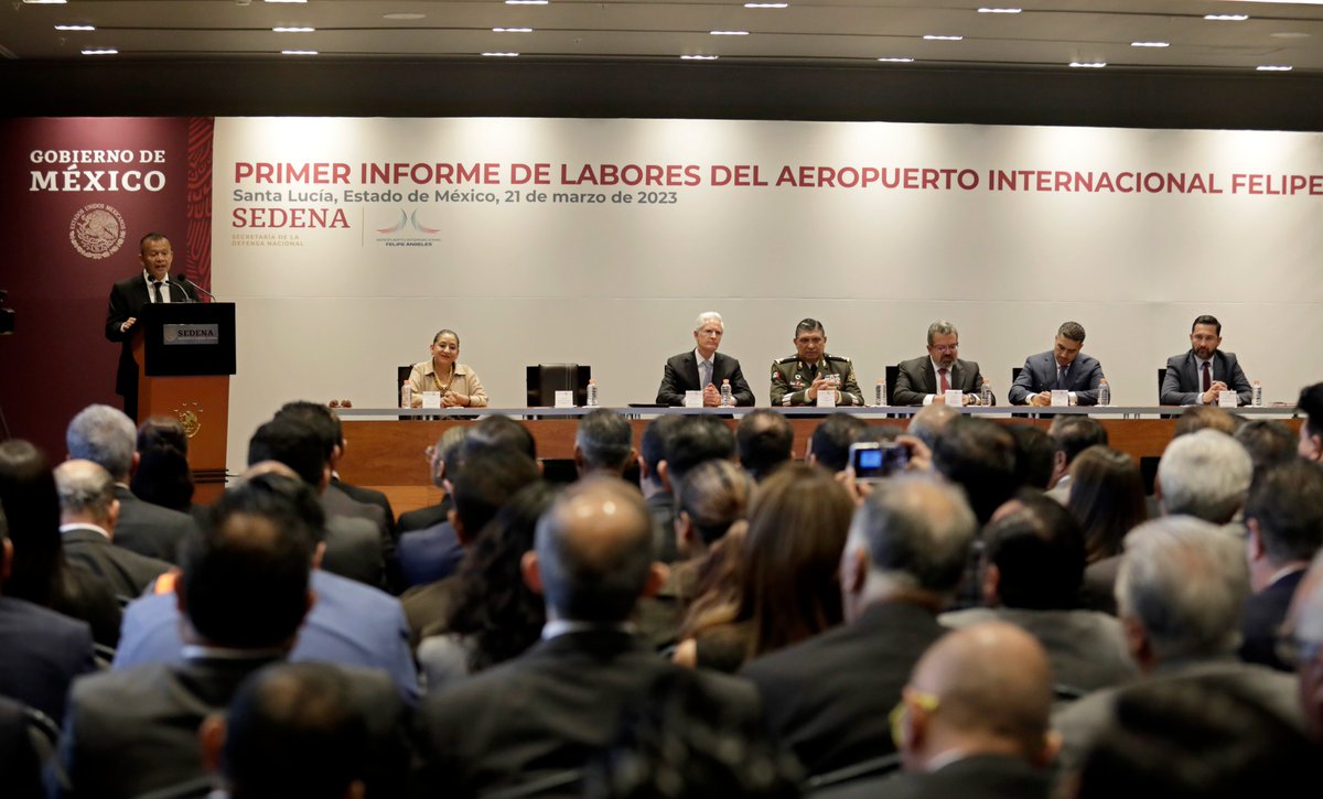 Asistí al Primer Informe de Labores del Aeropuerto Internacional Felipe Ángeles con el General Secretario Luis Cresencio Sandoval y autoridades del Gobierno de México, de la CDMX y de Hidalgo. Mi reconocimiento y felicitación al Director del AIFA, el General Isidoro Pastor.