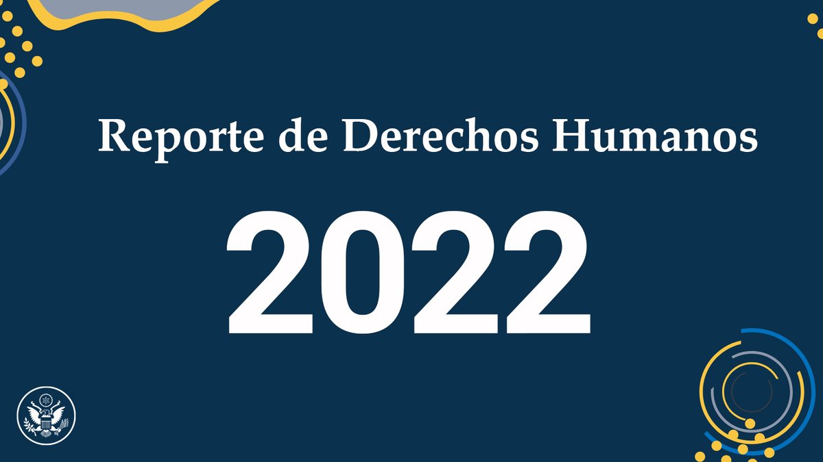 Ya está disponible el Informe de Derechos Humanos #HumanRightsReport 2022, que cubre 198 países y territorios en el mundo🌎 incluido el Perú🇵🇪. Puedes leer en inglés el informe 2022 para el Perú aquí: bit.ly/3lrT0jo (1/3)