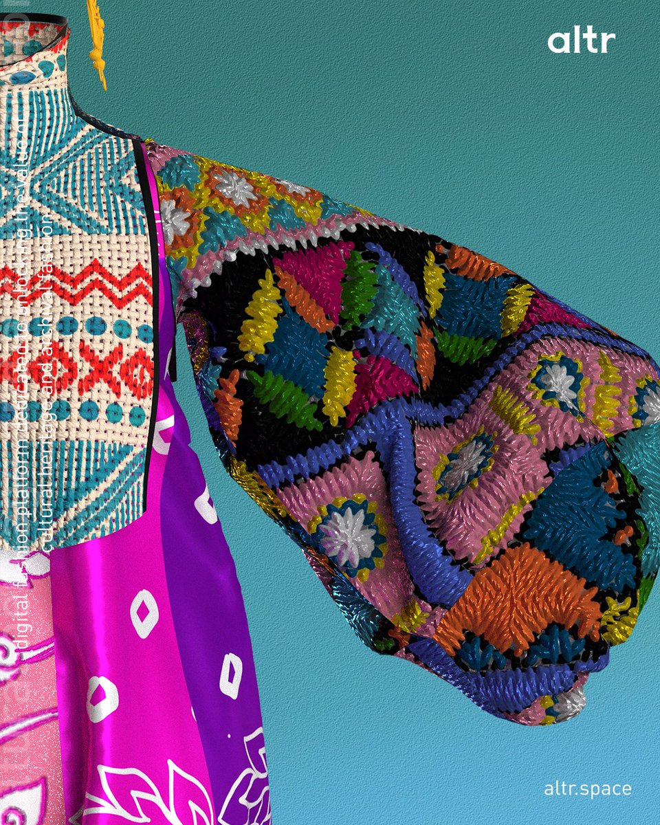 altr_____'s tweet image. 🧵Experience the beauty of digital savoir-faire in every detail of this Indian crafted textile dress, from the embroidery to the weavings. Savour-faire’s digital makeover by altr x @simranoswal. 

📢Explore more at #MVFW23 at @decentraland from 28-31 Mar.