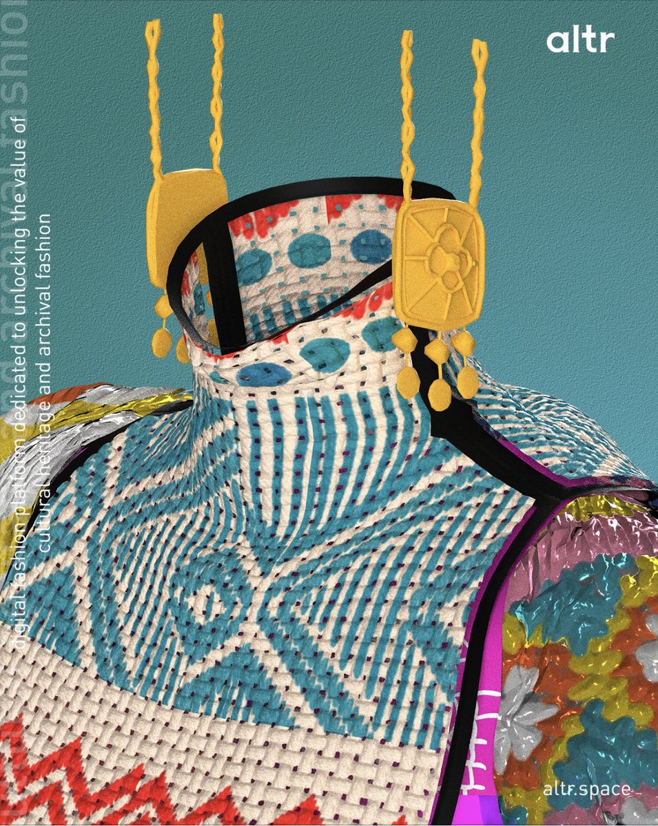 altr_____'s tweet image. 🧵Experience the beauty of digital savoir-faire in every detail of this Indian crafted textile dress, from the embroidery to the weavings. Savour-faire’s digital makeover by altr x @simranoswal. 

📢Explore more at #MVFW23 at @decentraland from 28-31 Mar.