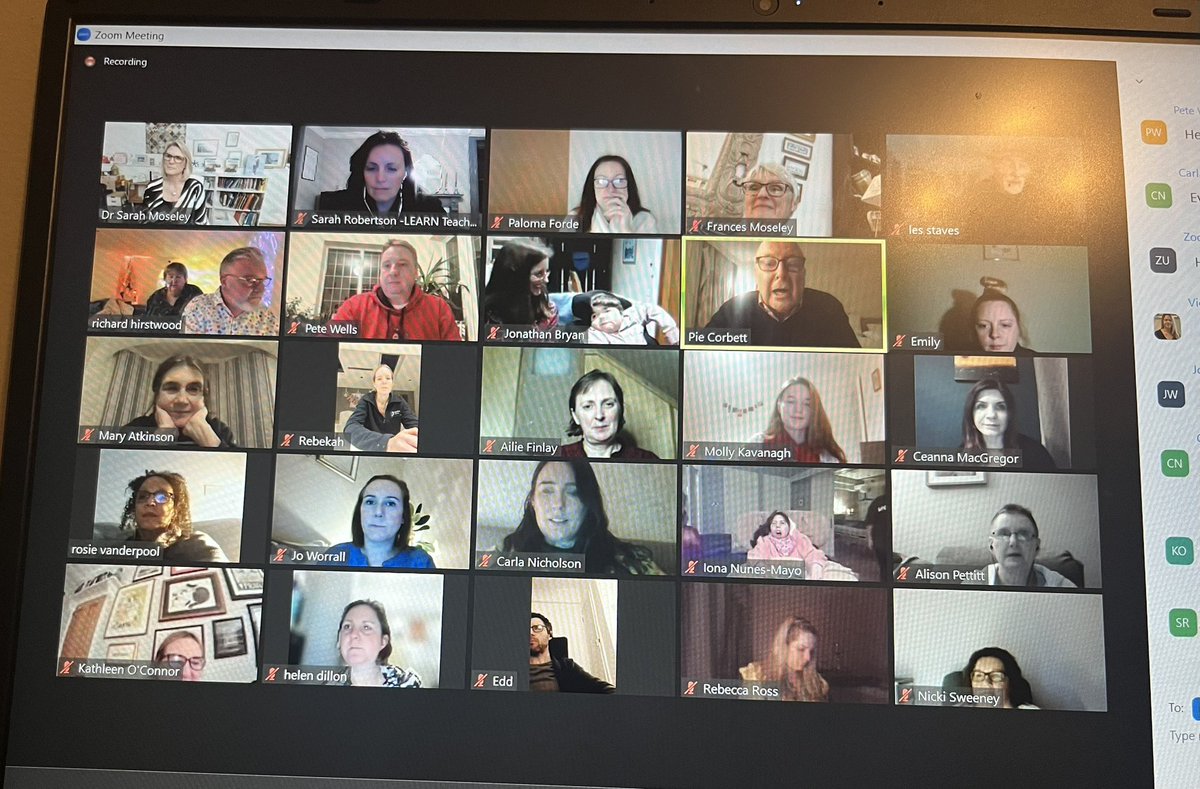 What an inspirational virtual room to be in tonight! <a href="/PieCorbett/">Pie Corbett</a> really set the scene for <a href="/drsarahmoseley/">Dr Sarah Moseley</a> book launch alongside contributions from Jonathan Bryan from <a href="/TeachUsToo/">TeachUsToo</a> and Richard Hirstwood <a href="/sensoryguy/">Richard Hirstwood</a> #teachingreadingtoall