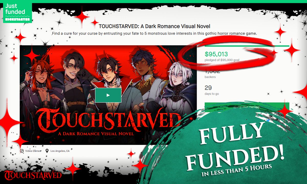 redspringstudio's tweet photo. The entire team is in disbelief... We funded TOUCHSTARVED in less than 5 hours! 😭 This project has so much love in every part of it, we hope you enjoy the journey with us! THANK YOU!

Our first stretch goal is voice acting at 120k 🔥 https://t.co/FwAXnmJzyg