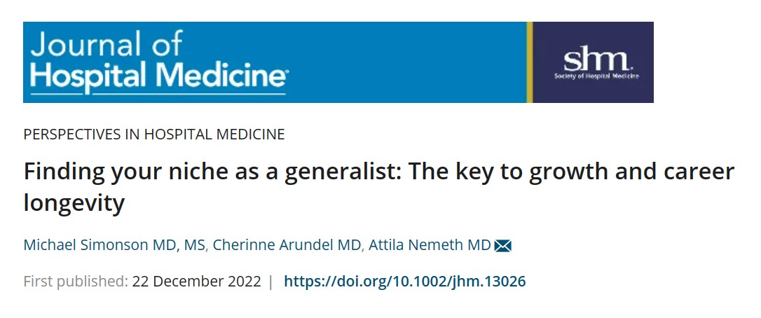 Journal of Hospital Medicine on Twitter: #hospitalist 💭 Is a niche the