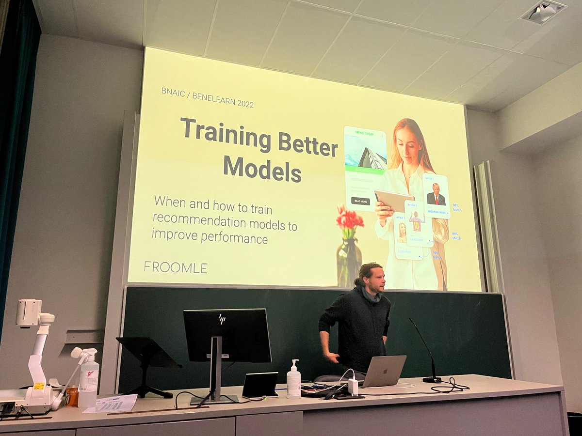 Closing tonight with <a href="/R_Verachtert/">Robin Verachtert</a> of <a href="/Froomle/">Froomle</a> who will tell us how Froomle trains better recommendation models 🎰 #datascienceleuven