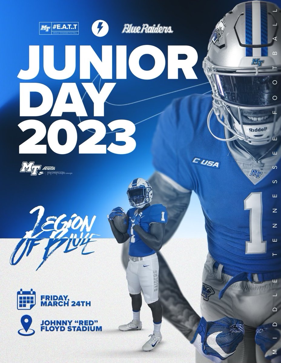 LandonBoston's tweet photo. Middle Tennessee State friday, can't wait! @MT_FB #blueraiderfootball https://t.co/uMESiiQhCq