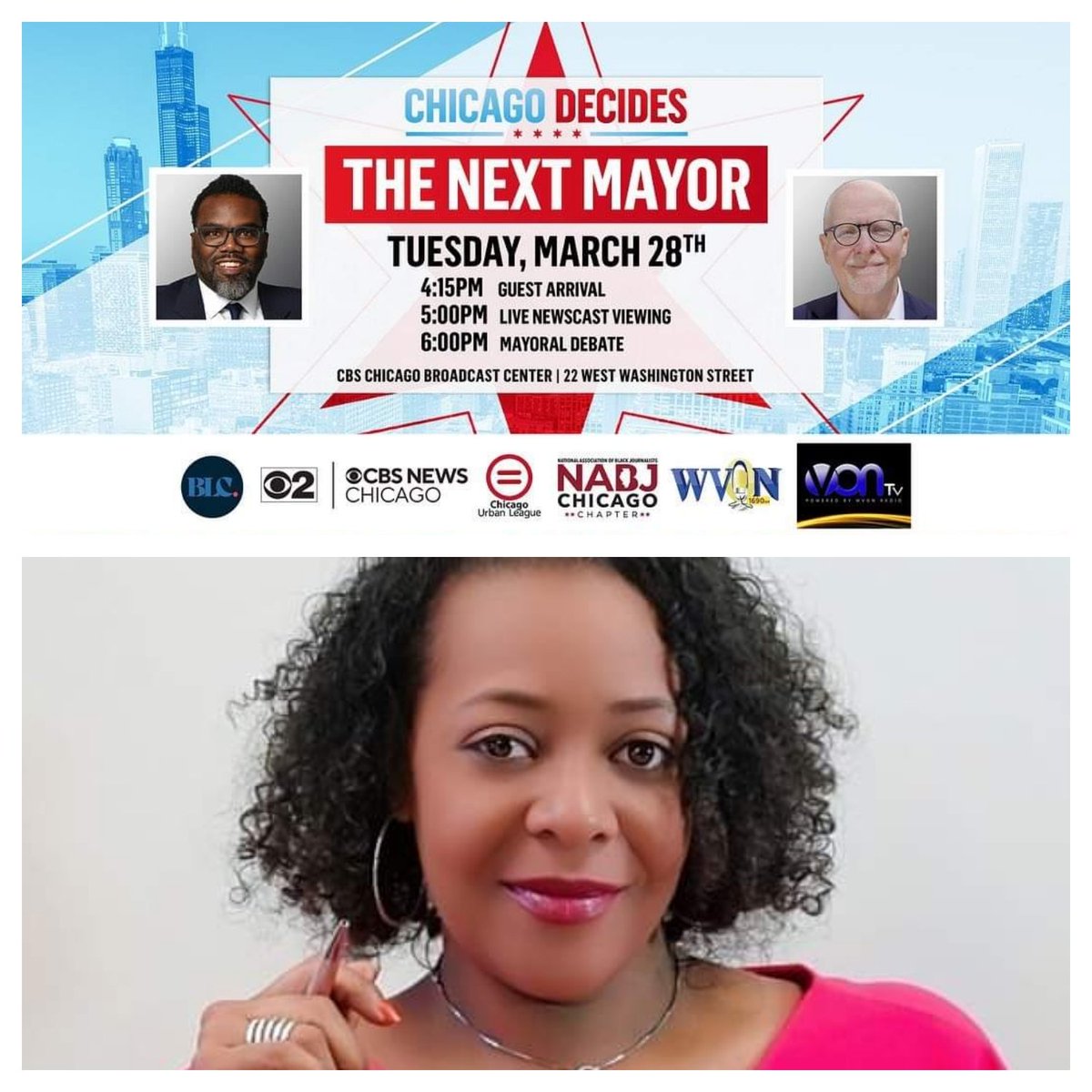 Honored to represent <a href="/NABJCC/">NABJ Chicago Chapter</a>, <a href="/ChgoNewsWeekly/">Chicago News Weekly</a>, and Black media in the next televised debate, next Tuesday Channel 2, 6pm CST!!