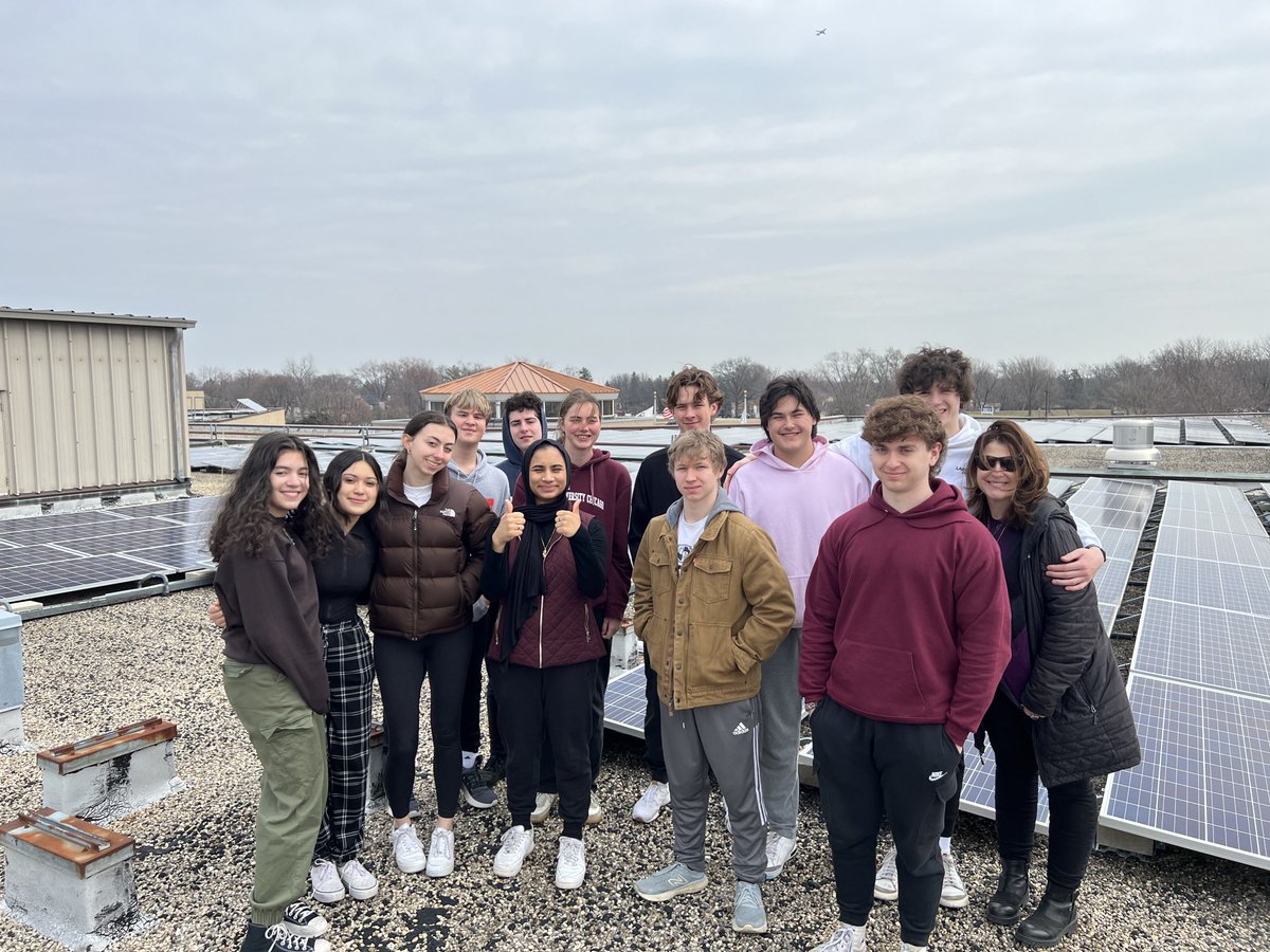 Thanks to Dan Meier for taking the APES students up to the roof today to give us a talk and tour of the solar panels! #wearelakepark