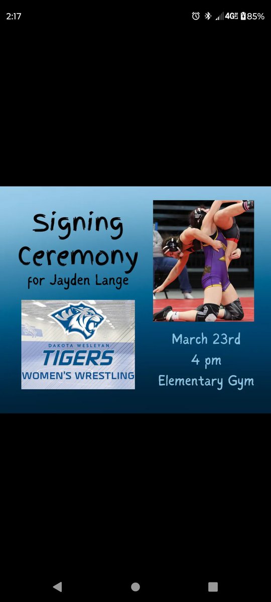 Come support Flandreau's first girl state placer on signing to keep that wrestling career going. Been 17 years since flandreau has sent someone to college level. Can also wish her luck as this weekend she will be competing in the heartland duals with team south Dakota..
Congrats