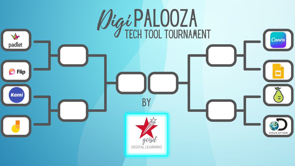 GCISDigital's tweet image. 🎪Come one, come all! Join @GCISDigital for DigiPalooza! Follow the link to 1️⃣ download your brackets and 2️⃣ submit them by March 22nd! 🤹‍♂️ #DigiPalooza23 #GCISDigital Open to @GCISD staff. bit.ly/DigiPalooza23