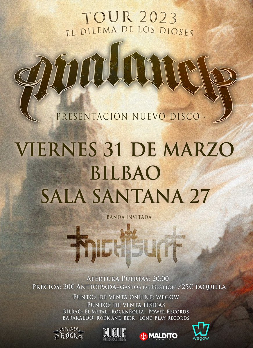 knightsune's tweet photo. 🗓️ 31/03/2023 - BILBAO (SALA SANTANA 27) 🗓️

Acompañando nada más y nada menos que a los enormes @AvalanchOficial (@xeriaoficial no podrán actuar ese día, así que intentaremos estar a la altura)
https://t.co/qrJ9wNDxHo https://t.co/sWIzwAN4t4