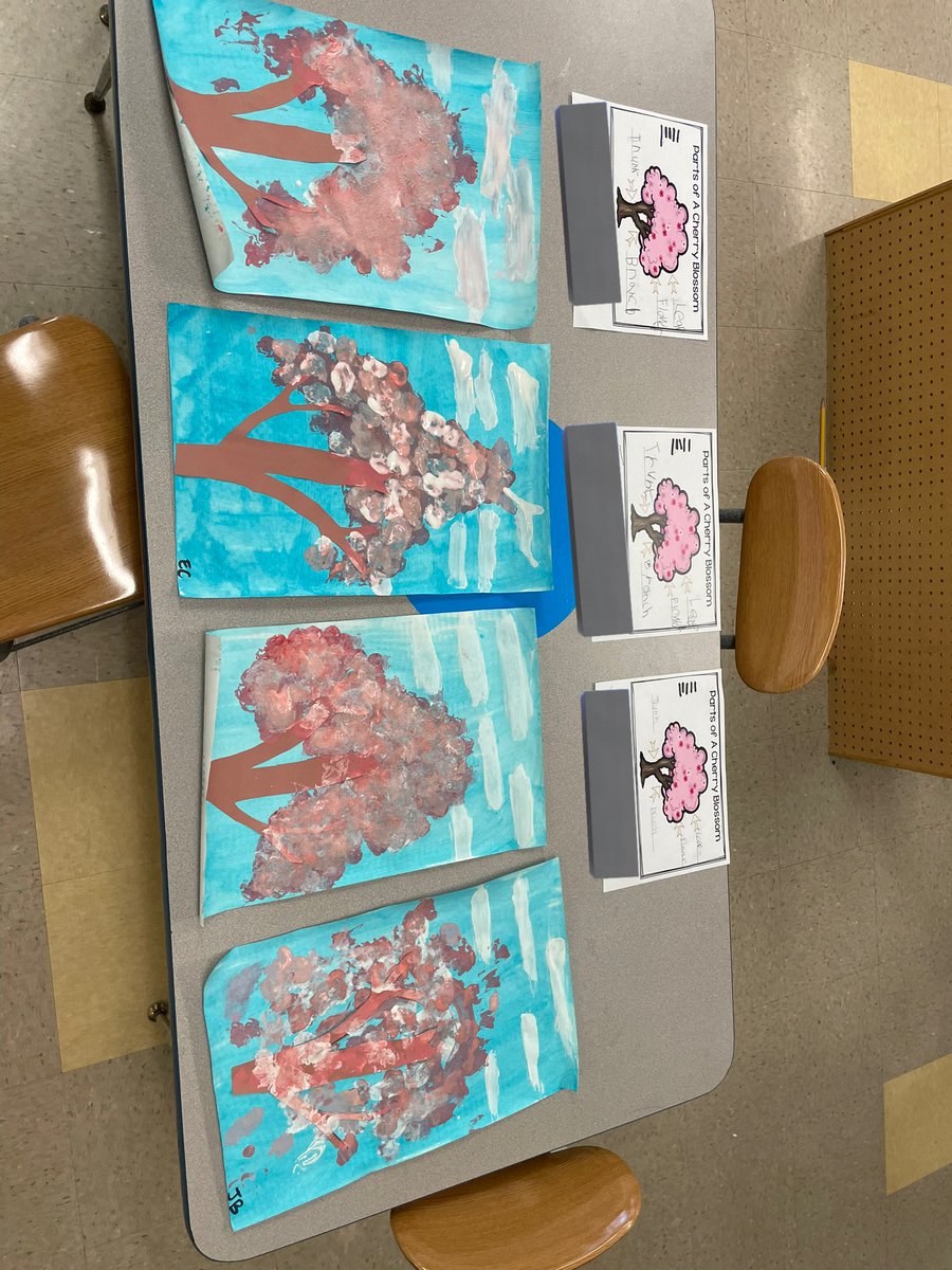 MsSuzet's tweet photo. We learned about Cherry Blossom Trees, the parts of a Cherry Blossom Tree, and created our own Cherry Blossom Trees! 💕 https://t.co/jeBLwkqMDX