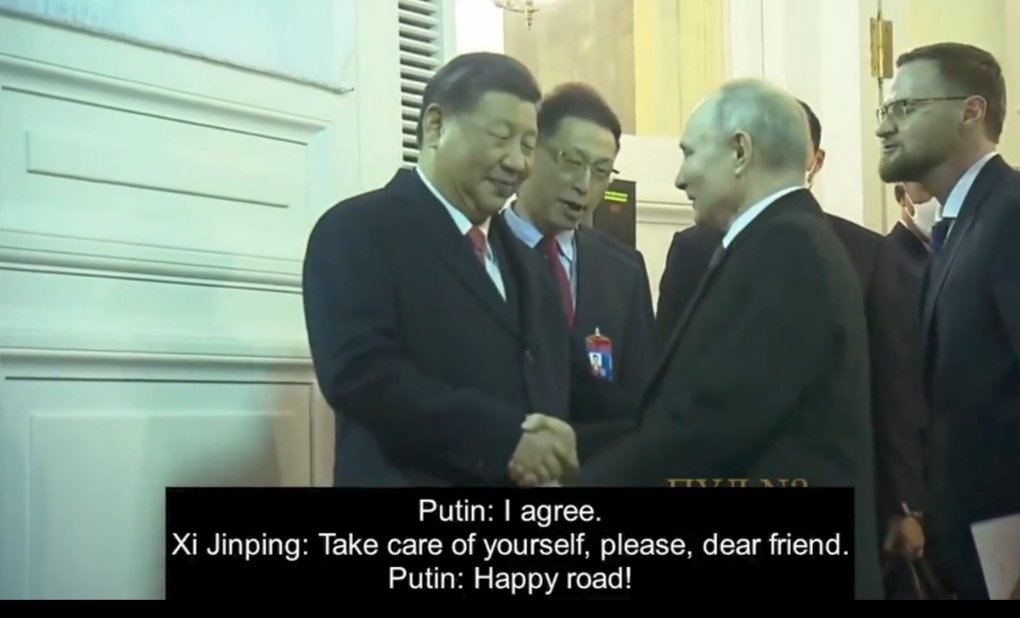 agambella's tweet photo. Più di 6 ore di conversazione tra Xi Jinping e Putin nel colloquio ufficiale odierno dopo l'incontro di ieri. Sono stati firmati 14 accordi tra le parti. https://t.co/TzQWywY9hY