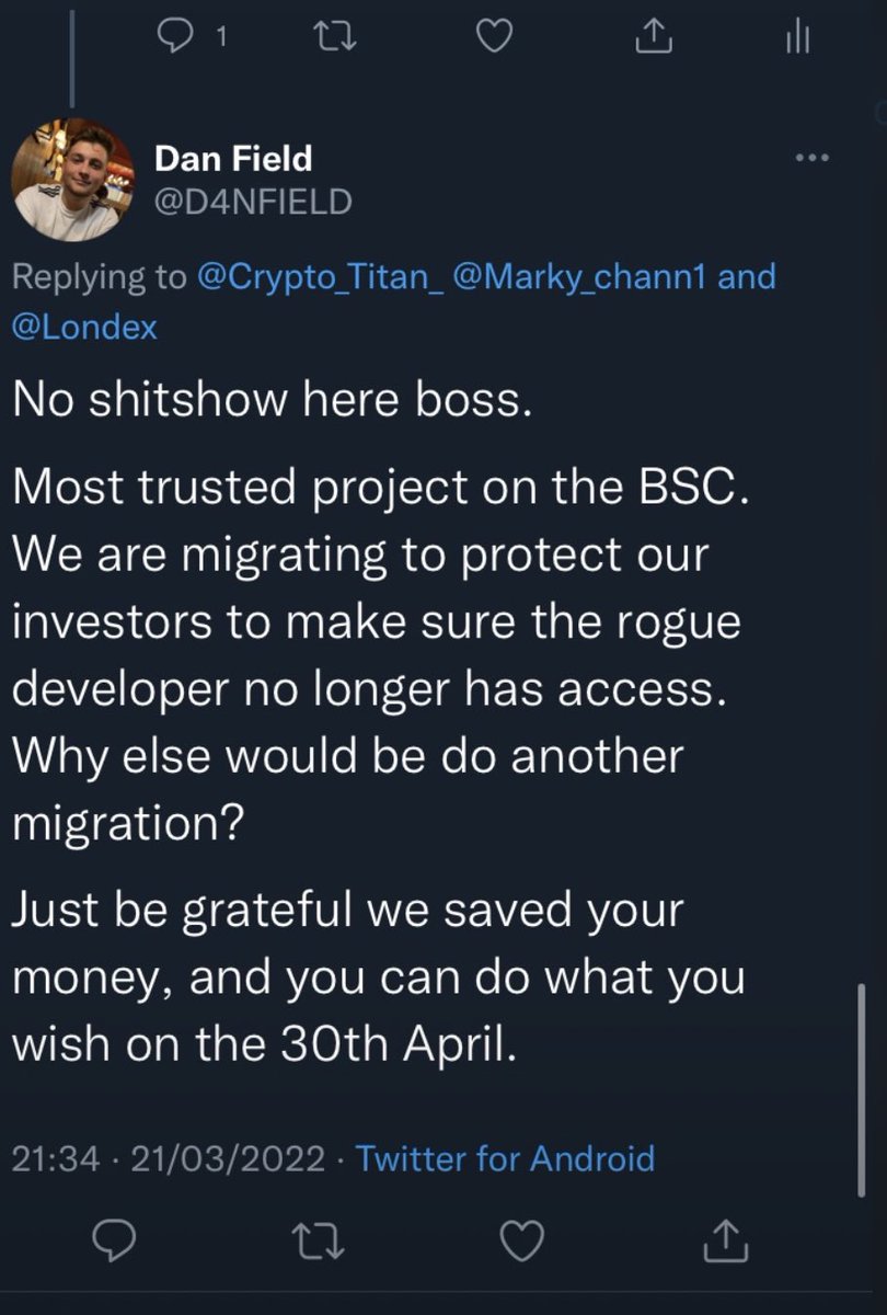 Crypto_Titan_'s tweet photo. Classic timehop reminder that stupidity is real. The amount of abuse I received for trying to help people was absurd. #londex #rug https://t.co/4iyH4VmoYQ
