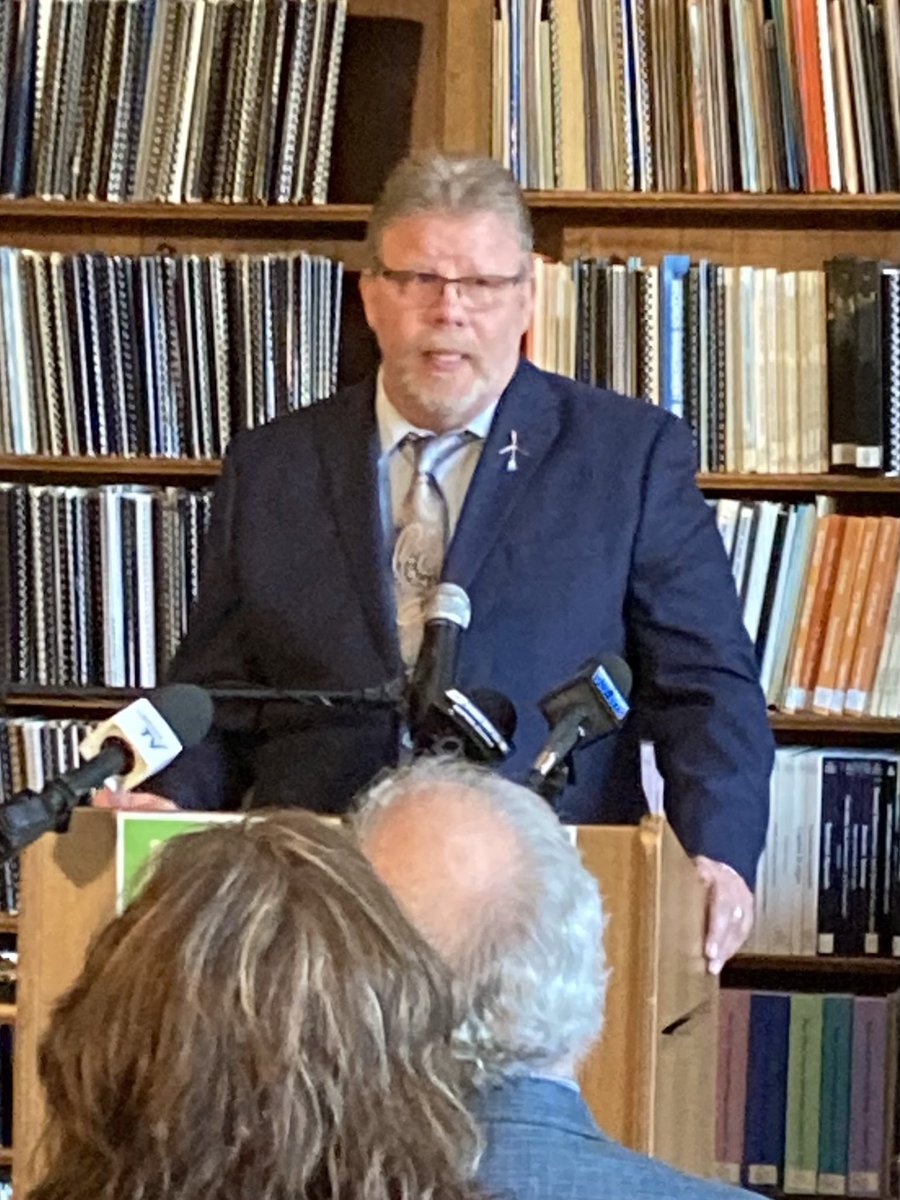 IBEW Local 99 President Joe Walsh speaking in support of green schools