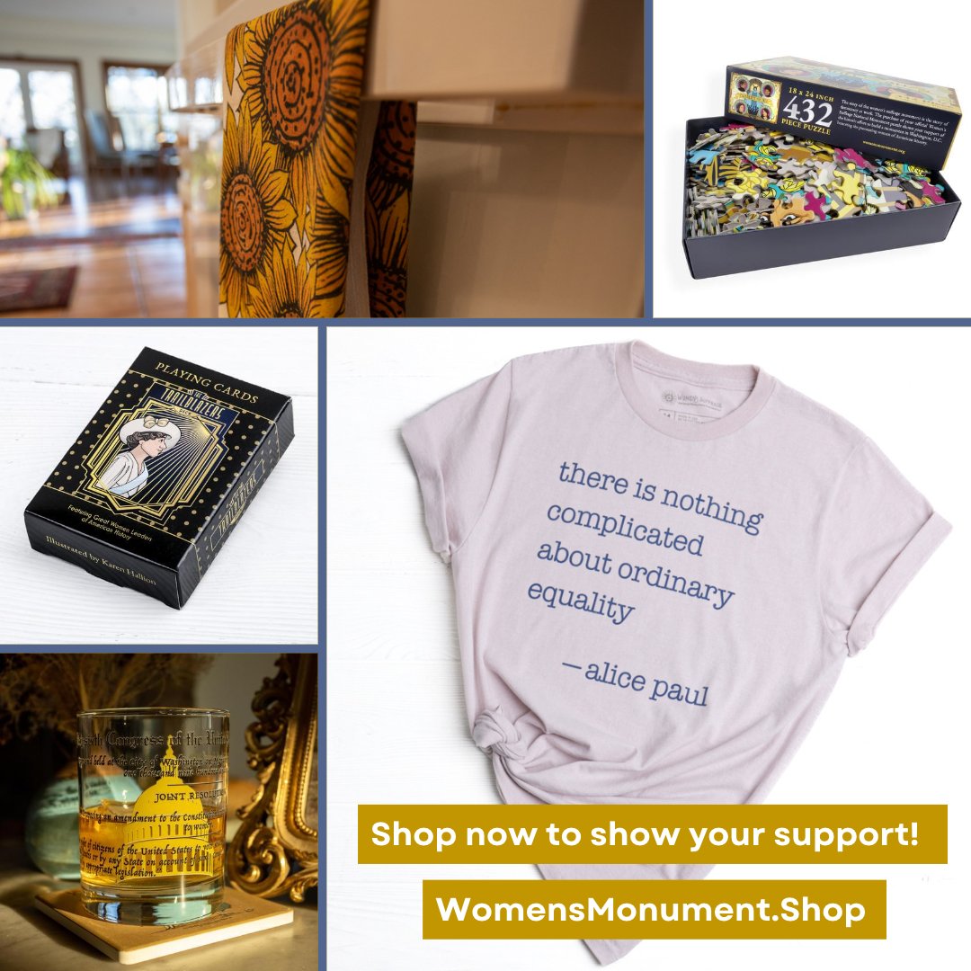 📢 The Women's Monument Shop has launched! 📢 We teamed up w/ celebrated American women artists like @Khallion & @SunnyMullarkey to bring you exclusive merchandise, available only in the Women's Monument Shop! Shop now to show your support! 💜🤍💛 >> WomensMonument.Shop <<