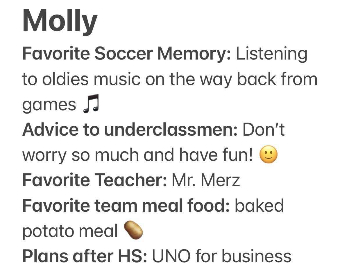 GwoodGrlsSoccer's tweet photo. 🌟SENIOR SUNDAY🌟
We wrap up our 9 Seniors with MOLLY WILLIAMS who will be a force this season as a top ranked player! She tied for 1st last year for highest number of Assists in H10 (14) &amp; she’s got 18 career assists and 11 career goals!!! Can’t wait to see Molly on the pitch!! https://t.co/Q4xzNzayR8