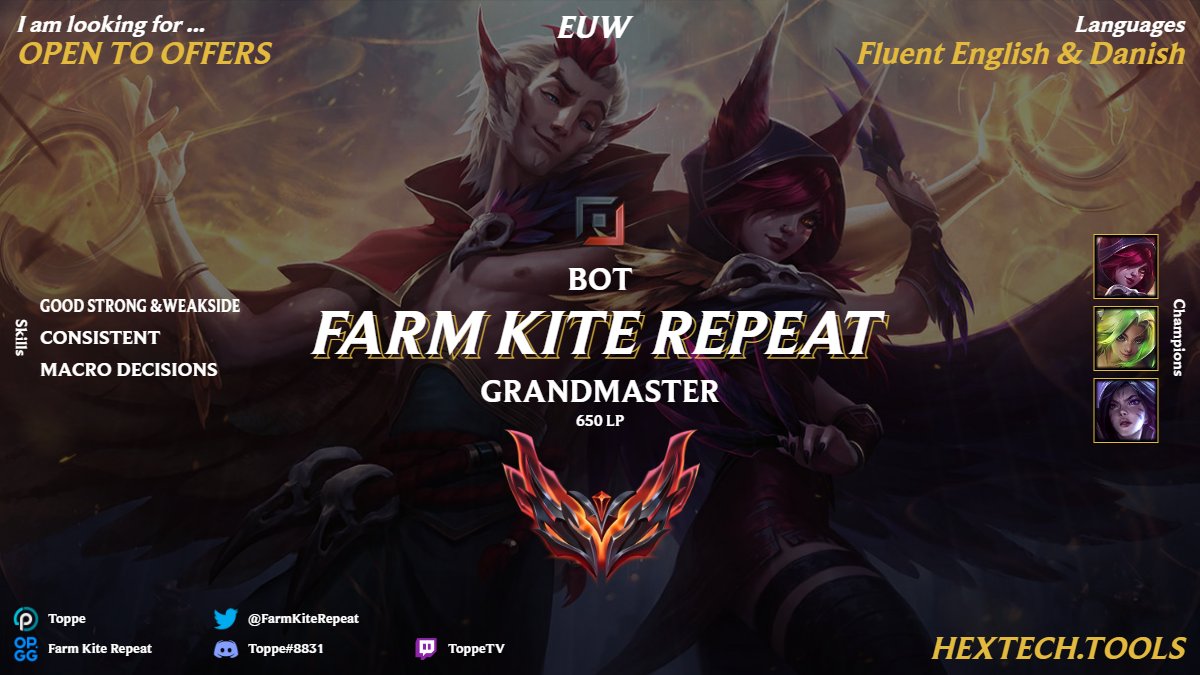 FarmKiteRepeat's tweet image. Finally decided to look for a team, I know split is currently on going but if anyone is interested/need an ADC, I'm open to trying out. Likes &amp;amp; RT's appreciated.