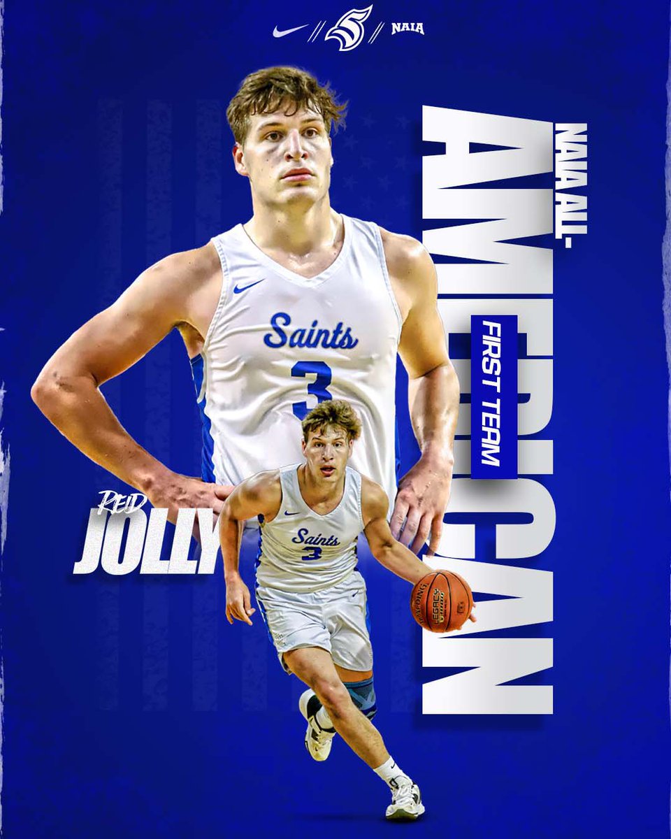 TMUMensBBall's tweet photo. A big congrats to @reidjolly3 on being named @NAIA First Team All-American. 

#LetsGoSaints https://t.co/wPz5kDgT9s