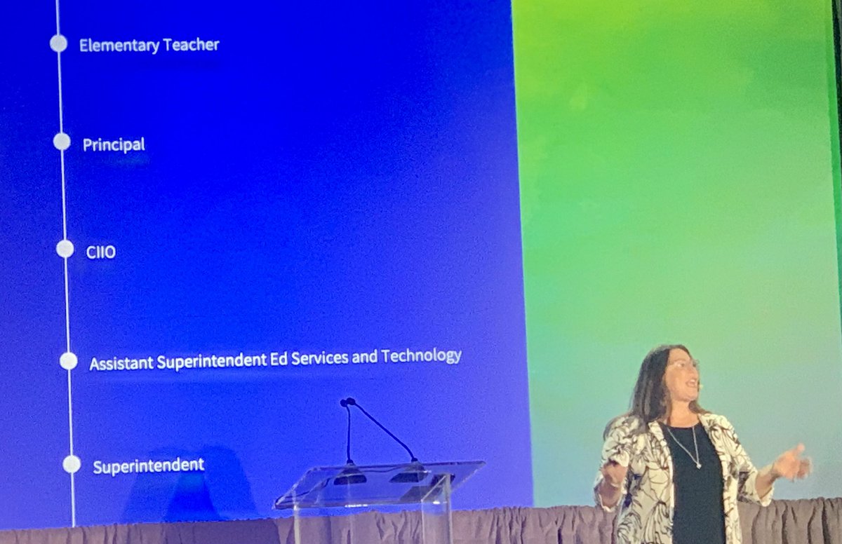 allianceintl's tweet photo. Dr. Kelly May-Vollmer @dsusd_innovate delivers a passionate account of her journey from teacher to superintendent @CoSN afternoon keynote. #CoSN23 #CoSN2023 https://t.co/pWOUejphZC