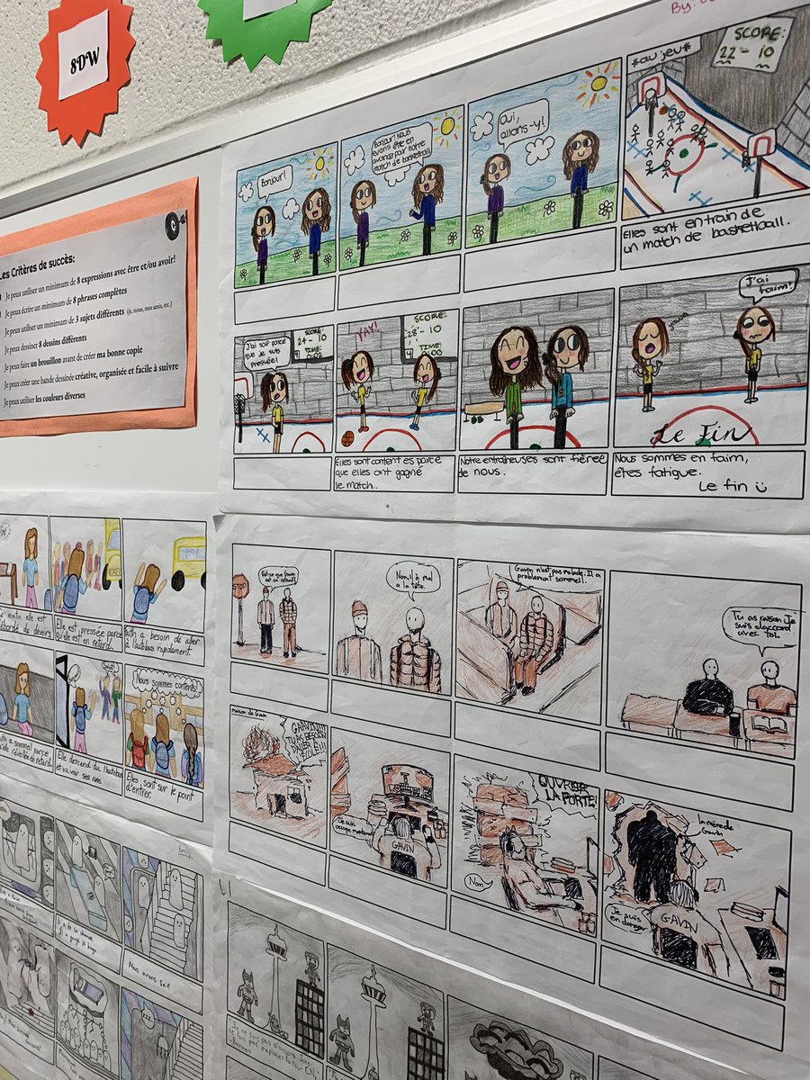 MmeDoucette's tweet photo. Voici nos bandes dessinées qui utilisent des expressions avec avoir et être! Grade 7+ 8s created 8 panel storyboards to showcase their understanding along with some amazing artwork! 💥👏🏼 @OxbowPS @TVDSBFSL @sCORE_French https://t.co/rjAflPdEmd