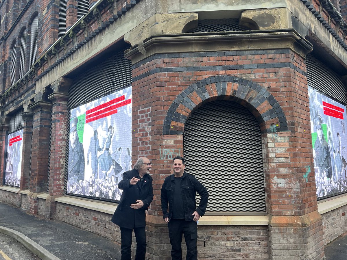 chris_hawkins's tweet photo. Launched today - 
@bandonthewall have these screens on the outside of the venue telling the Manchester music story - designed by @malcolmgarrett https://t.co/UIatBy1iOe