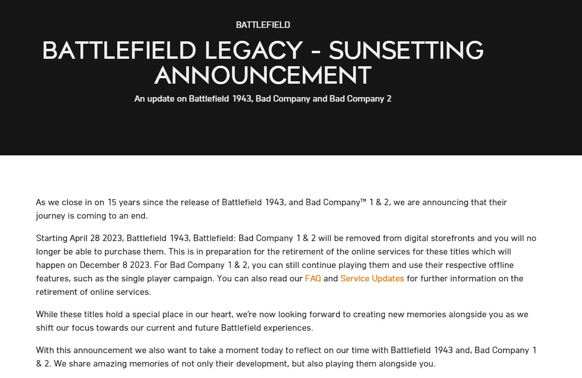 Battlefield Game Servers Shutting Down, Is Battlefield Game