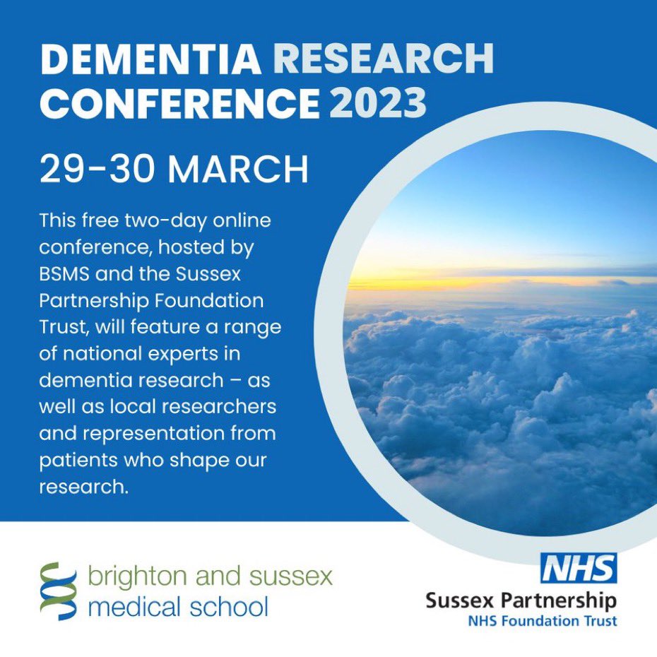 Dementia - who is most at risk, and what should we do to reduce the risk?
Come and find out from our keynote speaker Professor Gill Livingston at our free 2-day Dementia Research Conference hosted by BSMS &amp; <a href="/SPFT_NHS/">Sussex Partnership</a> 
29-30 MARCH
Register on Zoom now:
bit.ly/CDSDRC2023