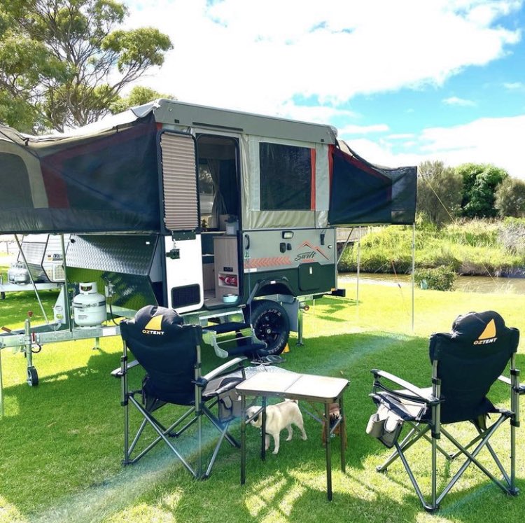 Packed full of functional features, the Swift is the perfect entry-level camper for a couple or a small family, and can be towed with a regular small-mid sized SUV.

⭐ Sleeps up to 6
⭐ 2-burner cooktop
⭐ Innerspring mattresses
⭐ 90-litre fridge
⭐ 9kg gas bottle