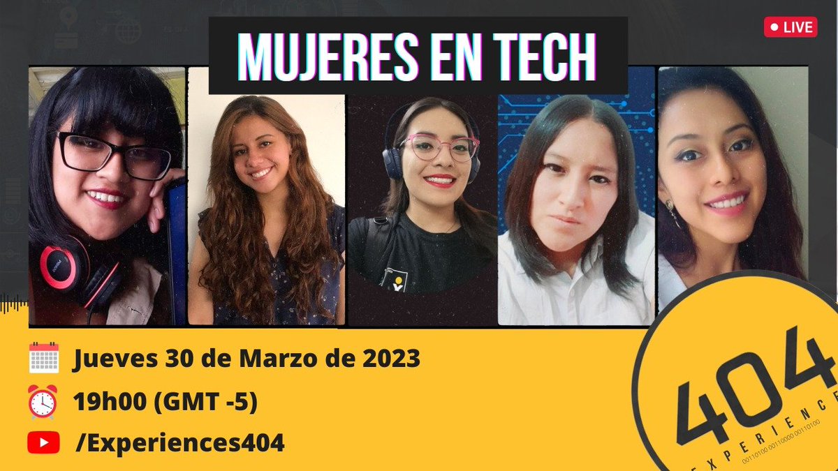 experiencies404's tweet photo. 📢 Desde Experiences 404, queremos abrir un espacio para comentar el rol de las Mujeres en Tecnología, discutir los retos que nos faltan superar y el gran aporte de ellas en nuestra área.

Acompañanos  este episodio con invitadas super especiales ❤️

 👇
https://t.co/ohYxygemaS https://t.co/jrZdnml3kT
